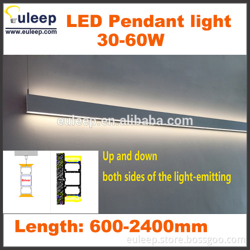 up and down led pendant light,pendant led linear light, dimmable office led tube light, 1200-2400mm, 40W 60W